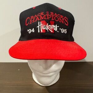 Vintage Nissin Cap Nebraska Huskers Back 2 Back Champions Snapback Hat OSFM